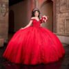 Customized Red Quinceanera Ball Gown Sweet 16 Princess Dress